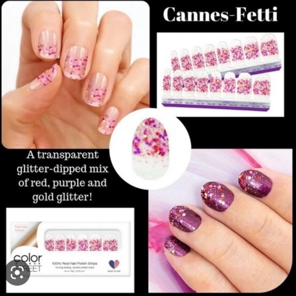 Color Street Cannes-Fetti Glitter Press-On Nails - Red, Purple & Gold